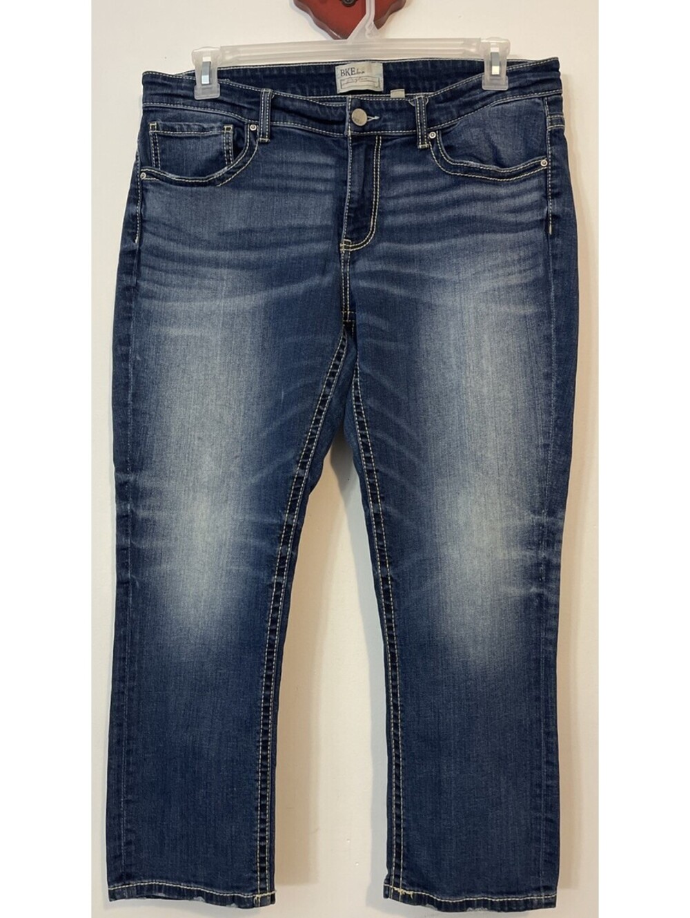 BKE Buckle Payton Womens Size 32 Blue Dark-Wash Crop Straight Ankle Capri! A4105